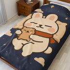 Velveteen Plush Blanket - Toto Sleeping Bunny Cartoon Cozy Throw, All Ages, Soft Kids Bedspread, Warm Lap Cover, Decorative Sofa Blanket