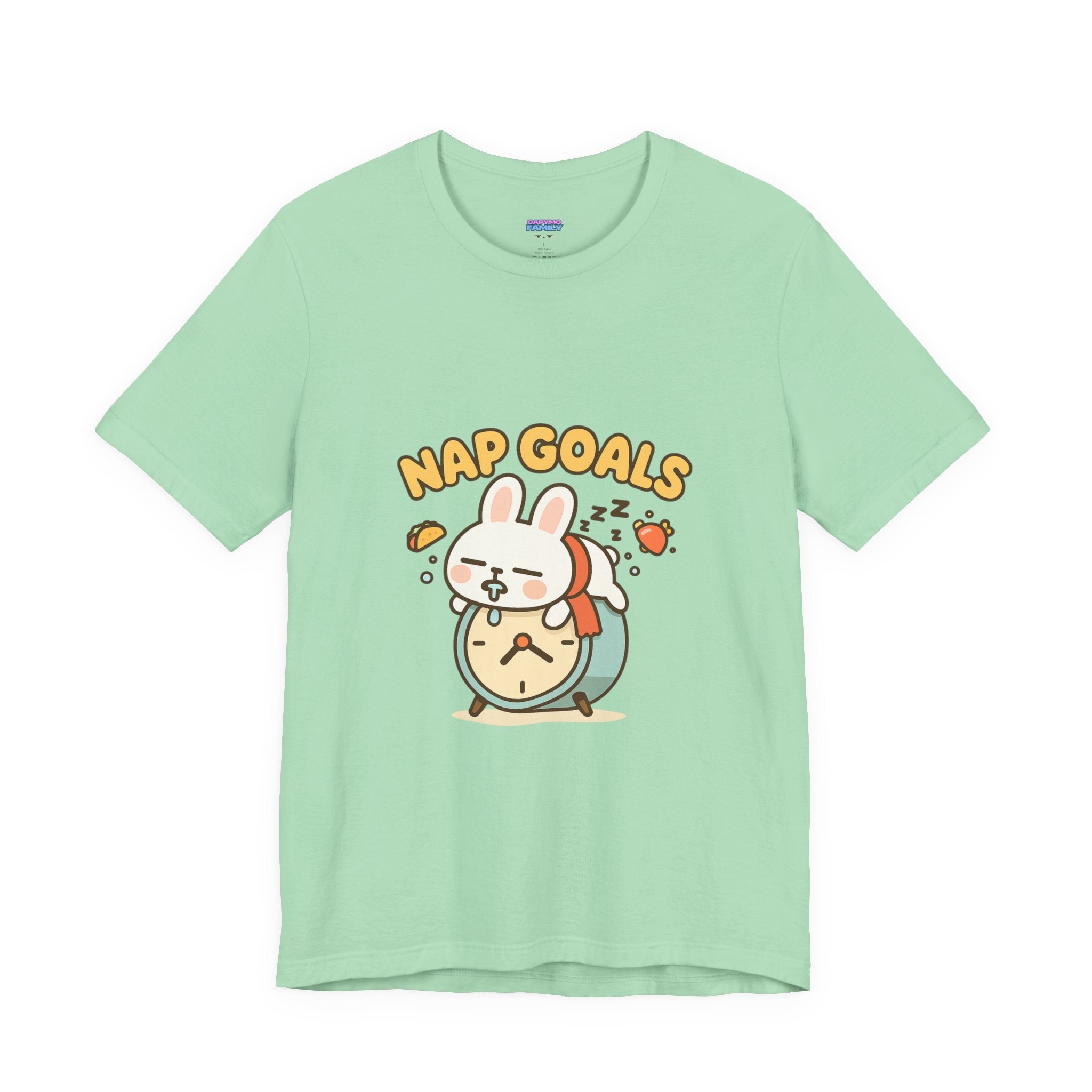 Capymo Family Kawaii Bunny Soft Cotton T-Shirt – "Nap Goals" "Toto" The Bunny Cute Tee (Unisex)