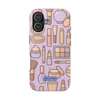 Capymo Family Kawaii Makeup Phone Case – Cute Girly iPhone Cover with Cosmetic Beauty Pattern