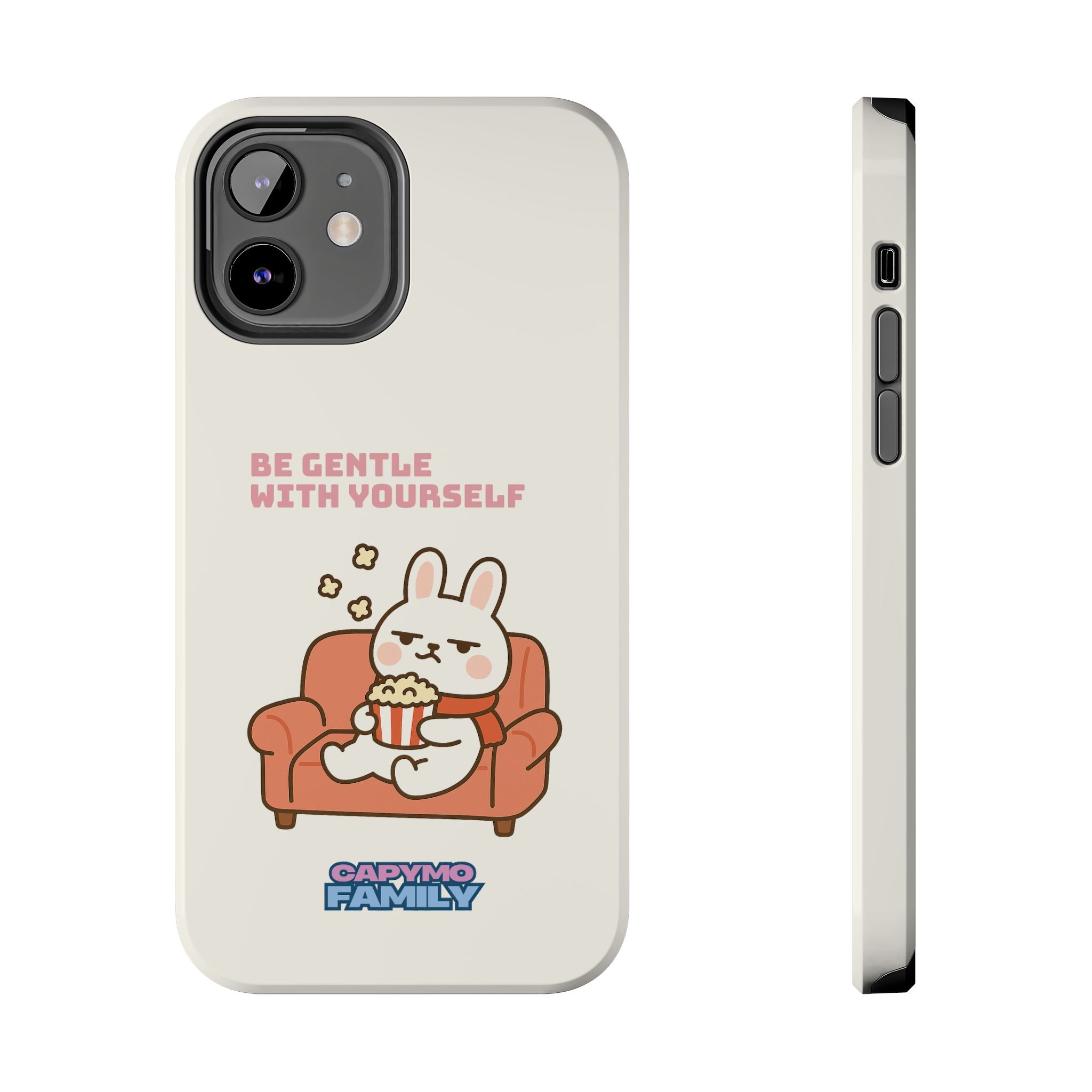 Capymo Family “Be Gentle With Yourself” Phone Case – Cozy Bunny Self-Care Quote Cover