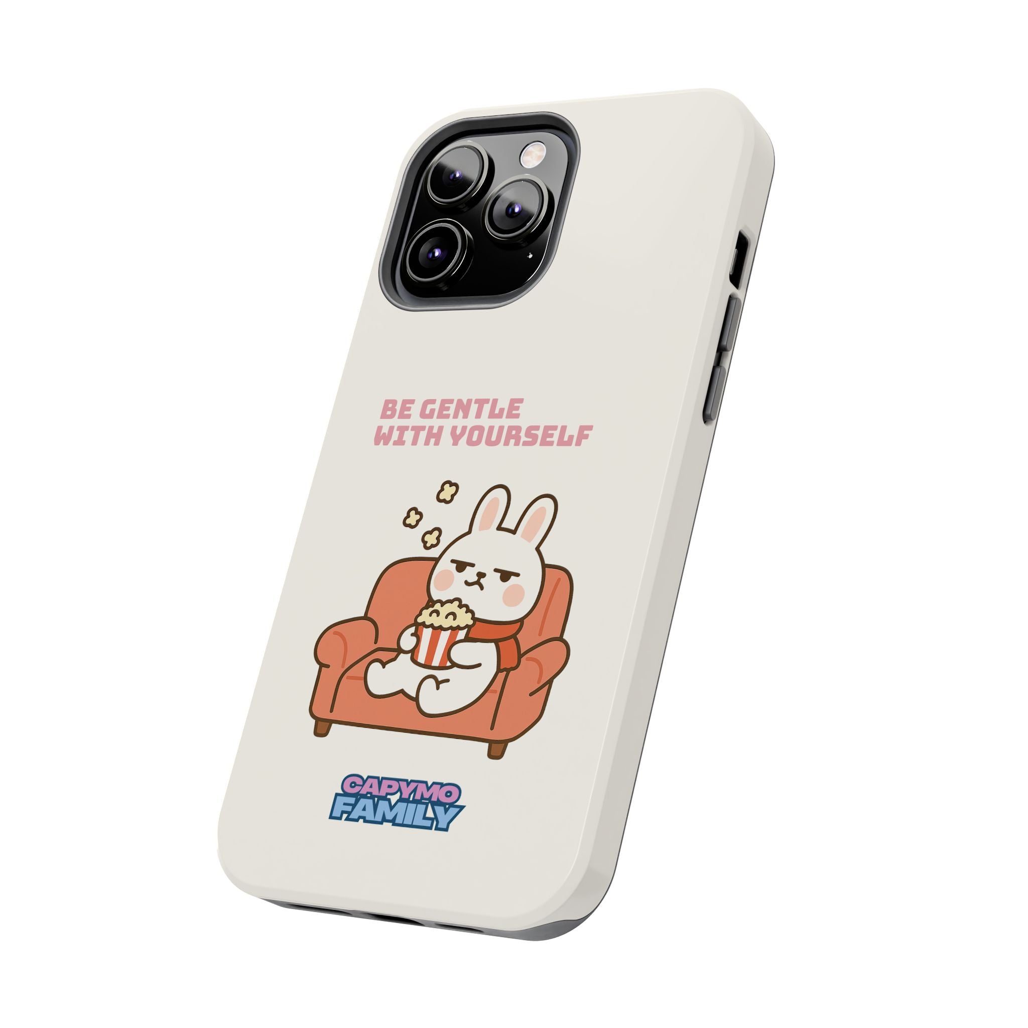Capymo Family “Be Gentle With Yourself” Phone Case – Cozy Bunny Self-Care Quote Cover