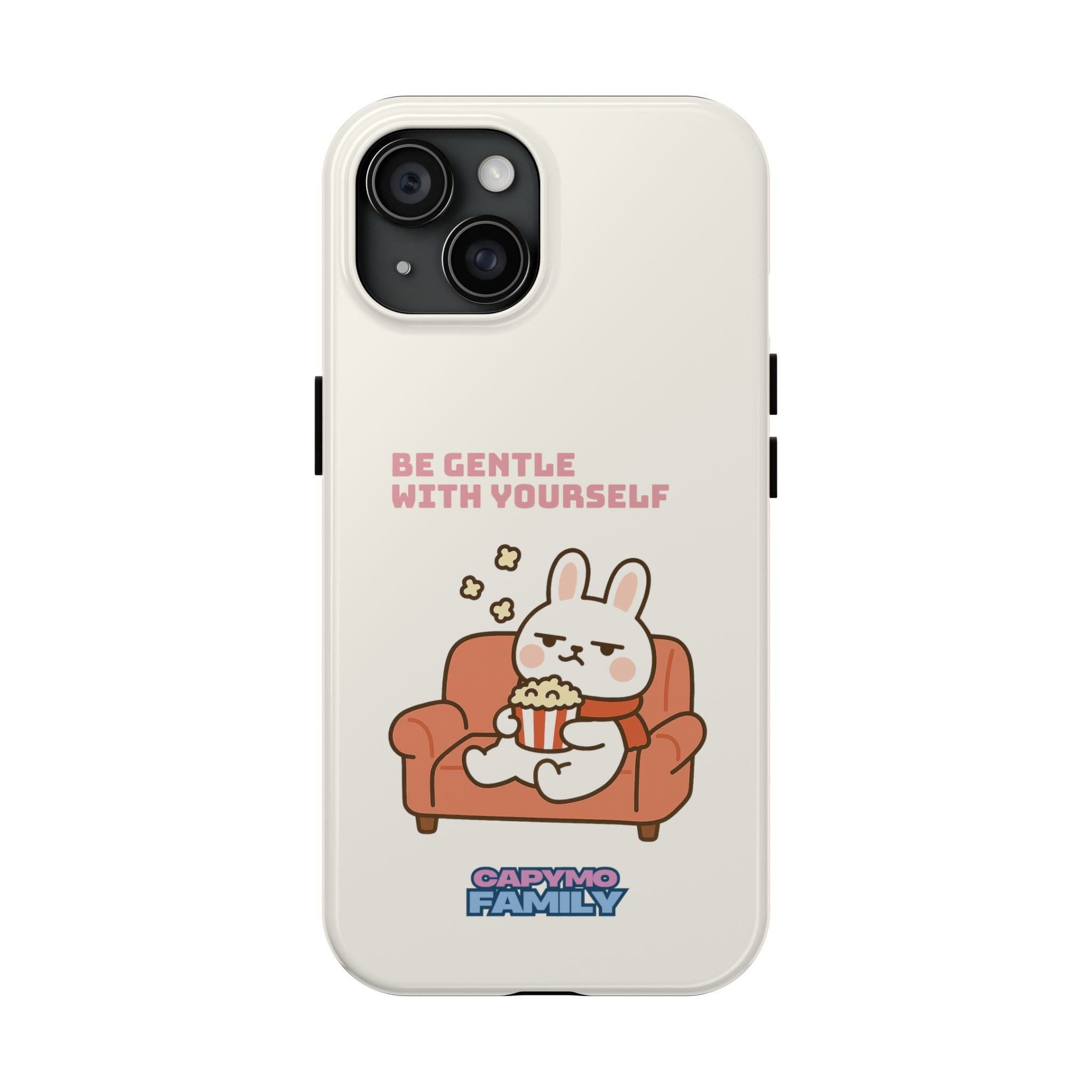 Capymo Family “Be Gentle With Yourself” Phone Case – Cozy Bunny Self-Care Quote Cover