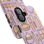 Capymo Family Kawaii Makeup Phone Case – Cute Girly iPhone Cover with Cosmetic Beauty Pattern
