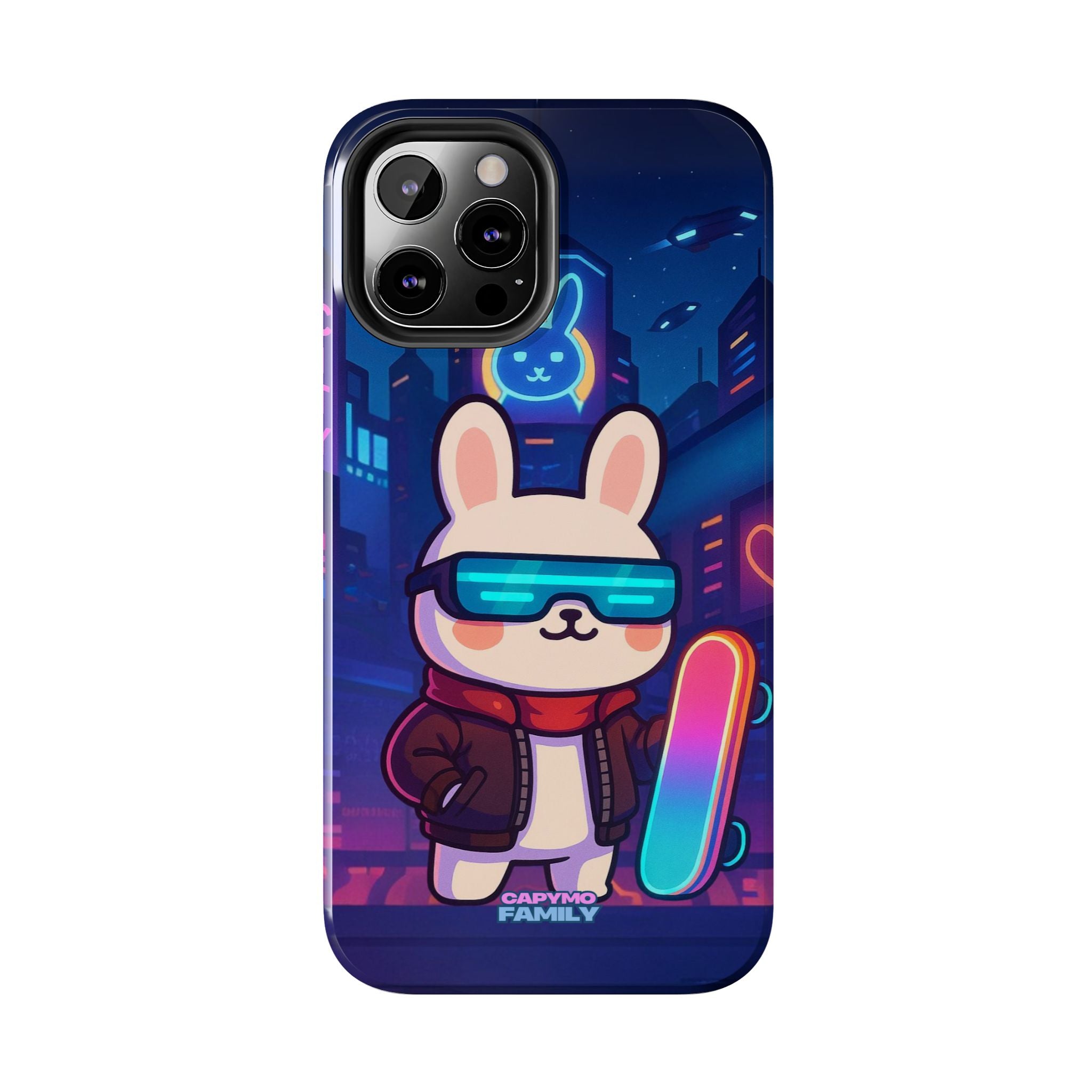 Capymo Family Cute Cartoon Bunny Tough Phone Case –Cyberpunk Bunny "Toto" Phone Case