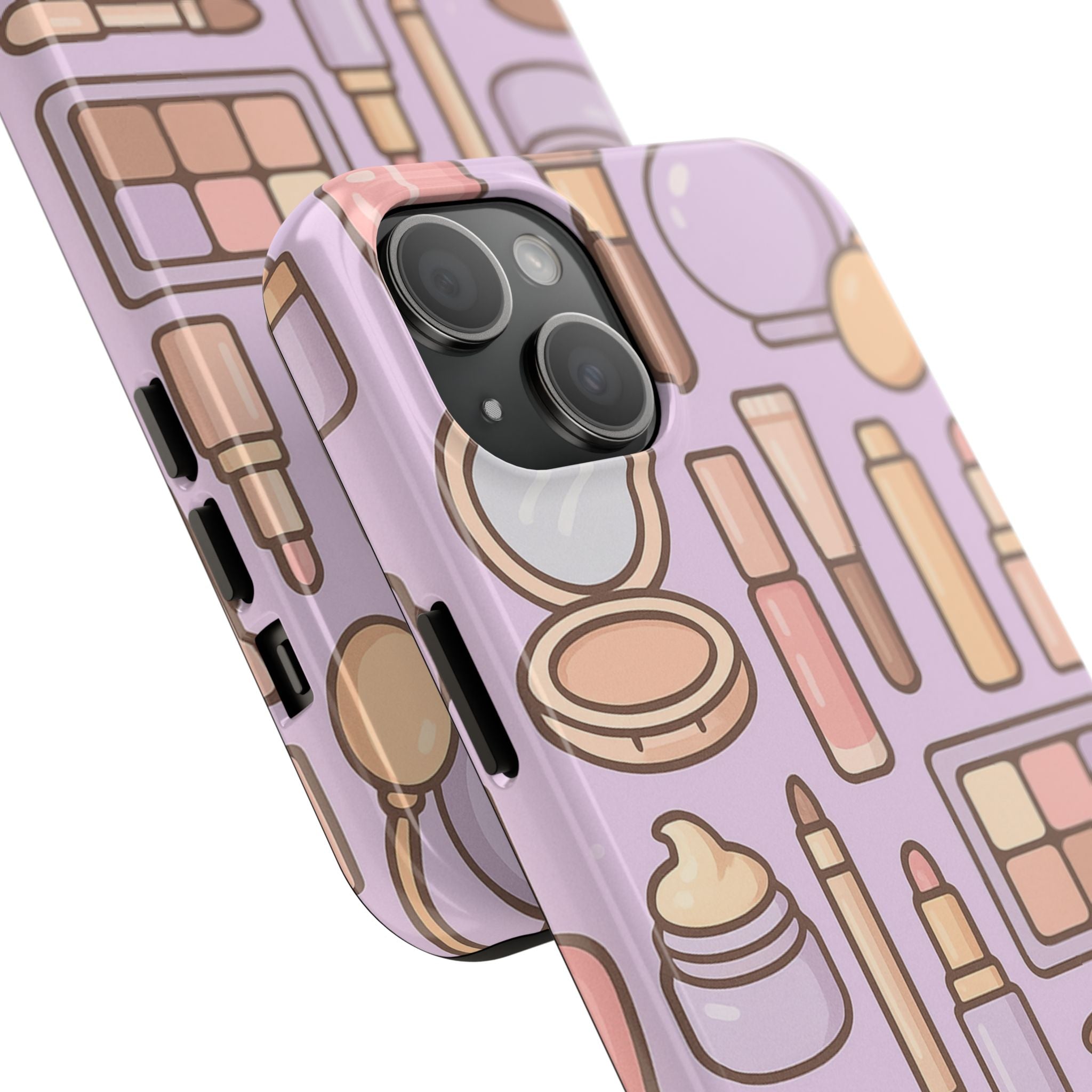 Capymo Family Kawaii Makeup Phone Case – Cute Girly iPhone Cover with Cosmetic Beauty Pattern