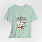 Capymo Family Kawaii Bunny Soft Cotton T-Shirt – "No Talkie Before Coffee" "Toto" The Bunny Cute Tee (Unisex)