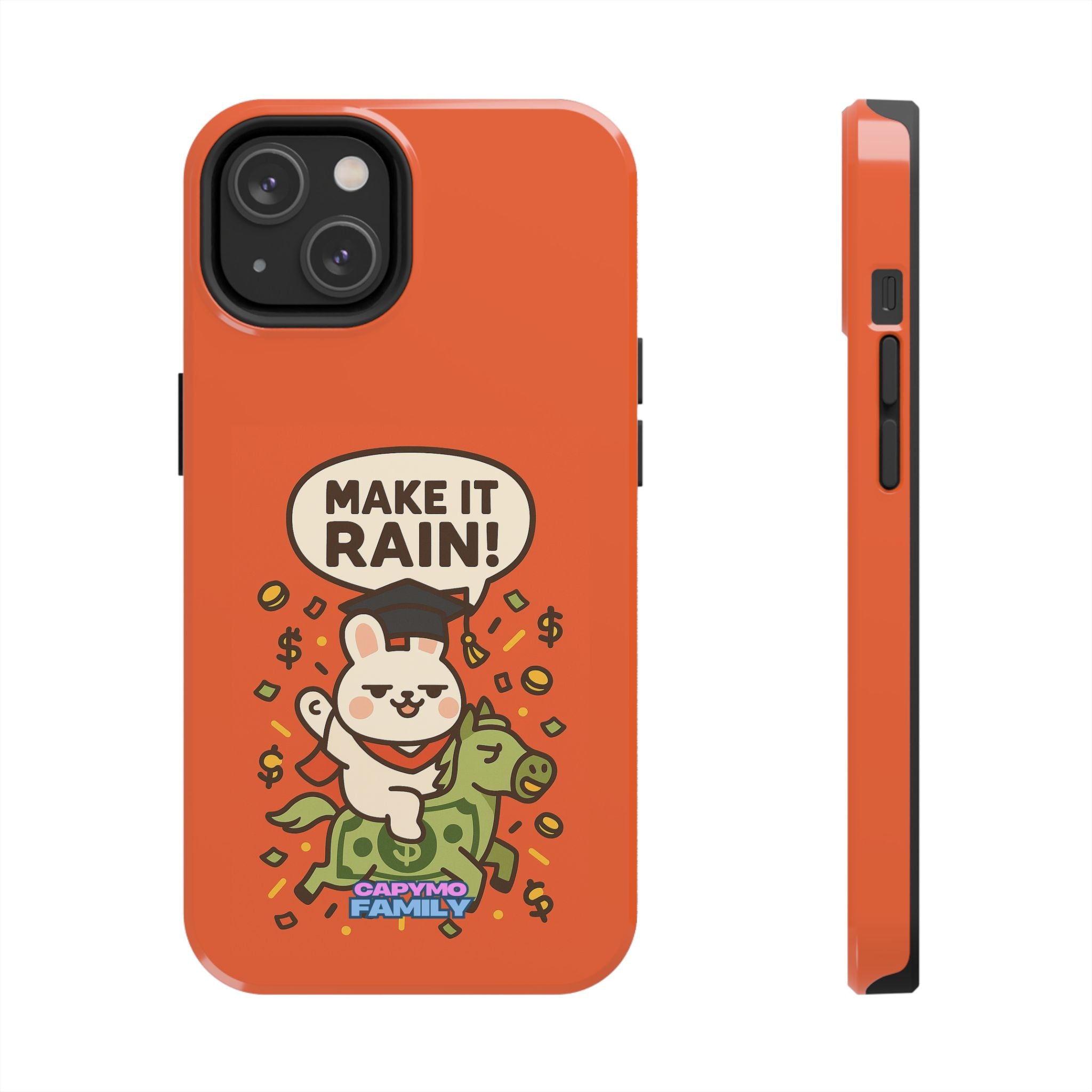 Capymo Family Playful Cute Cartoon Bunny Tough Phone Case –"Make It Rain" Bunny "Toto" Phone Case