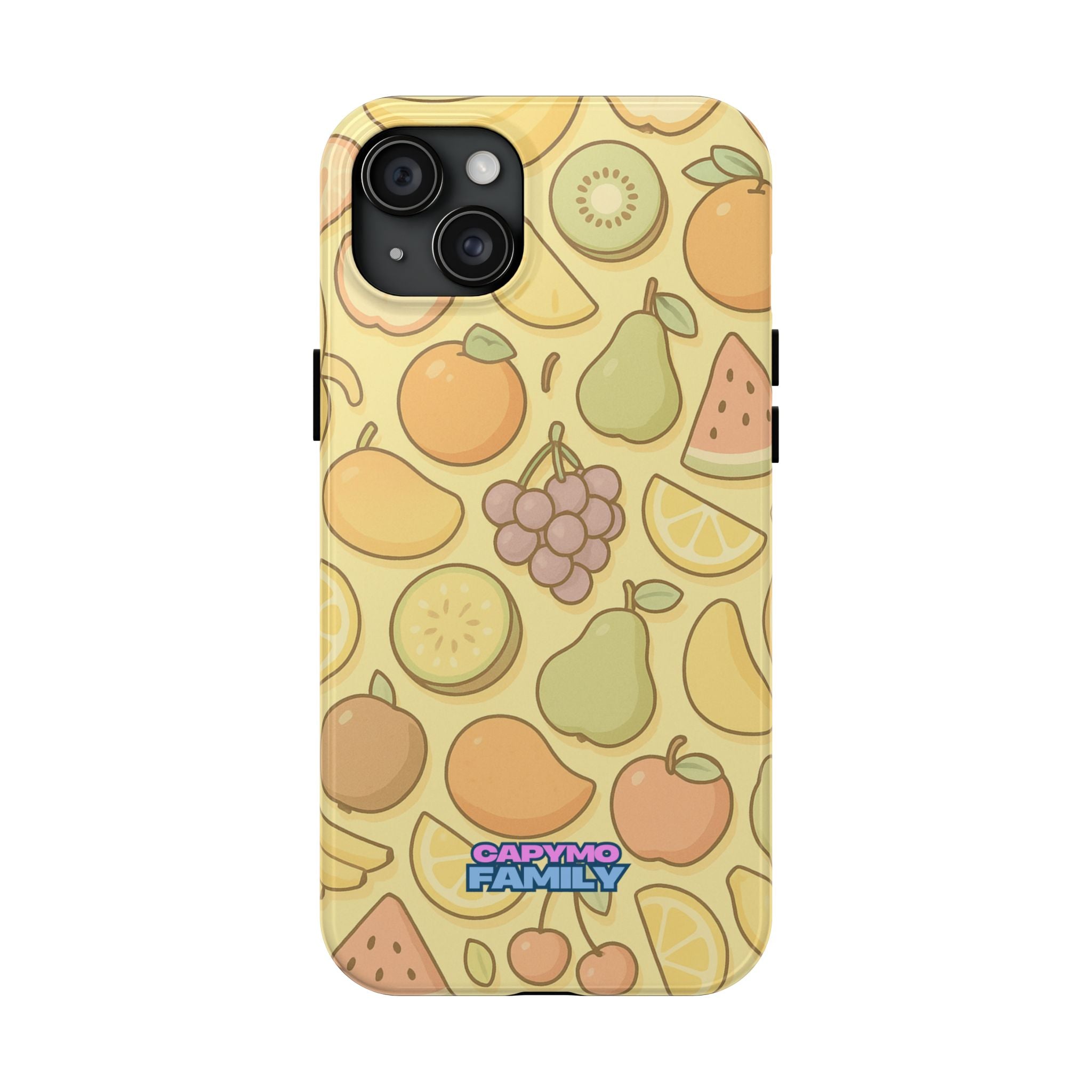 Capymo Family Kawaii Fruit Phone Case – Cute Aesthetic iPhone Cover with Citrus & Summer Vibes