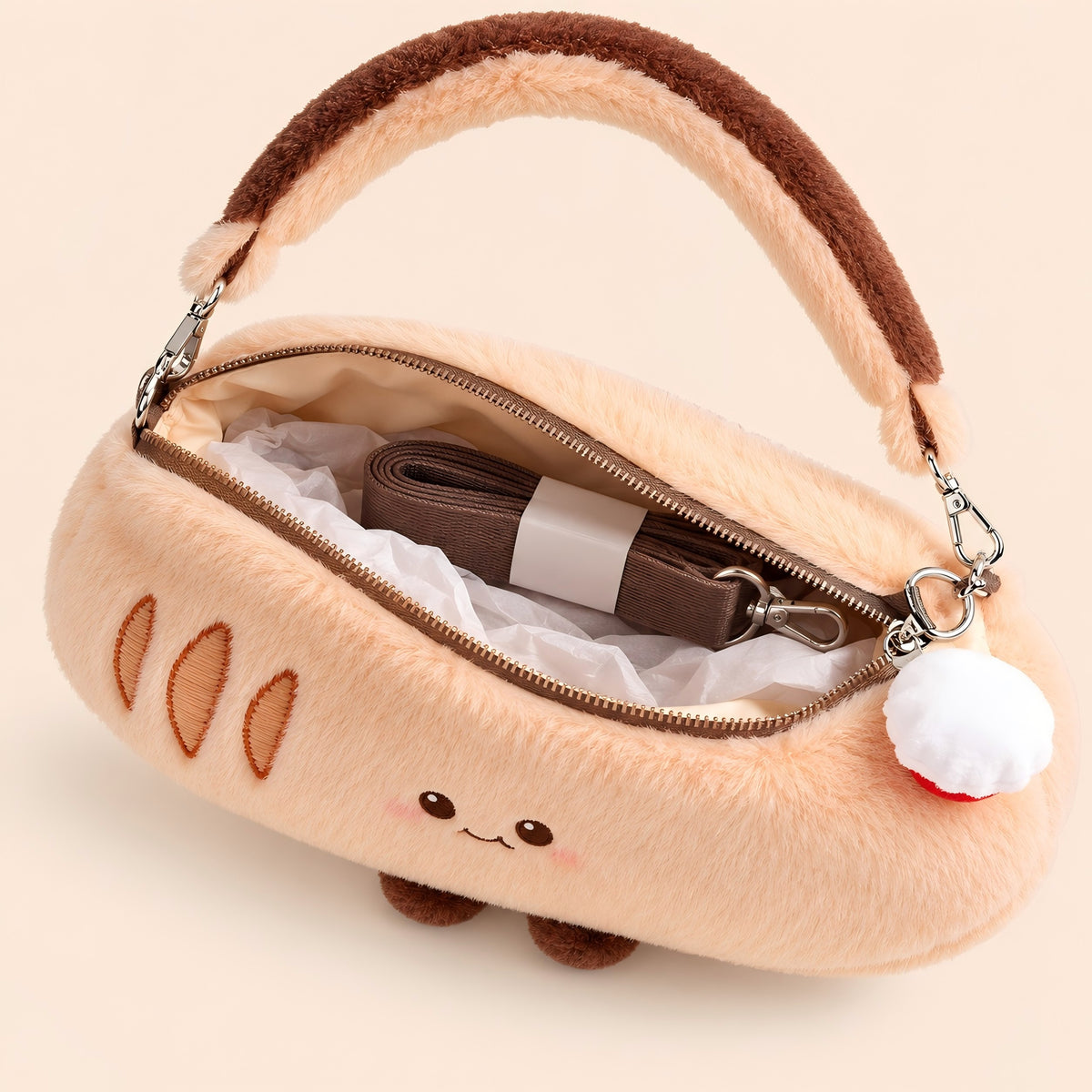 Baguette Plush Crossbody Bag