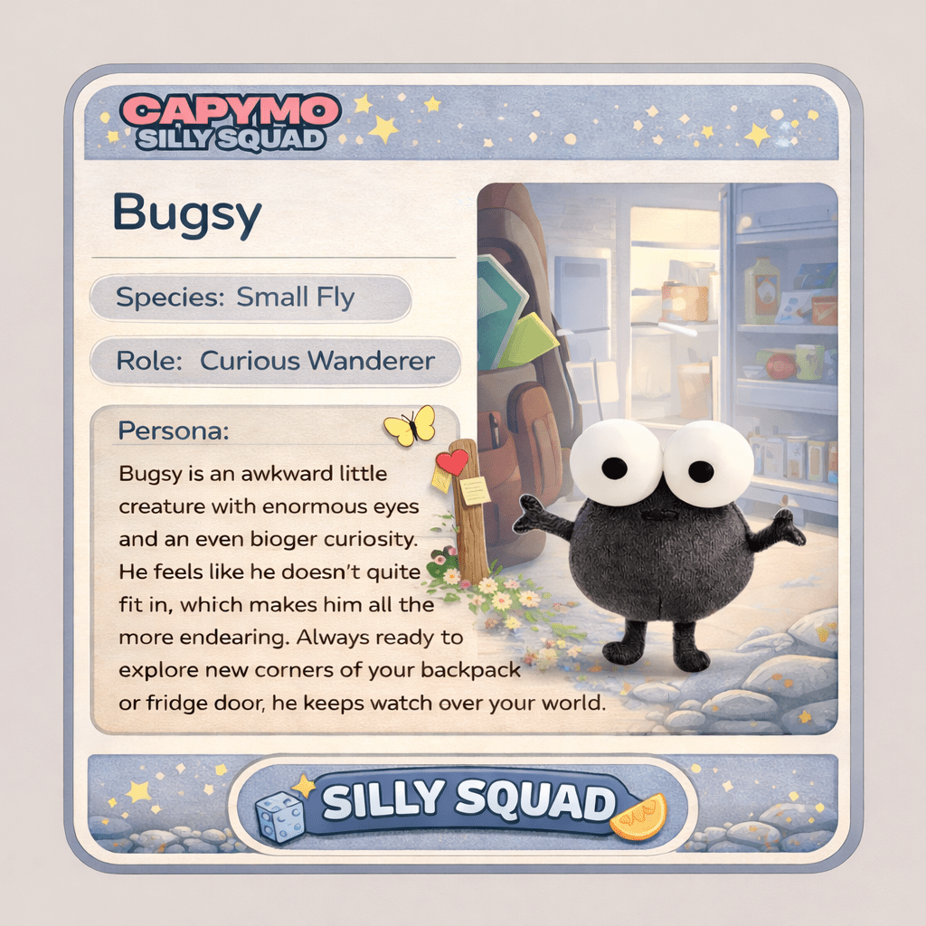 Bugsy - The Googly – 8cm Mini Googly‑Eyed Plush Keychain& Magnet - Capymo Cute Mart operated by Glitify LLC
