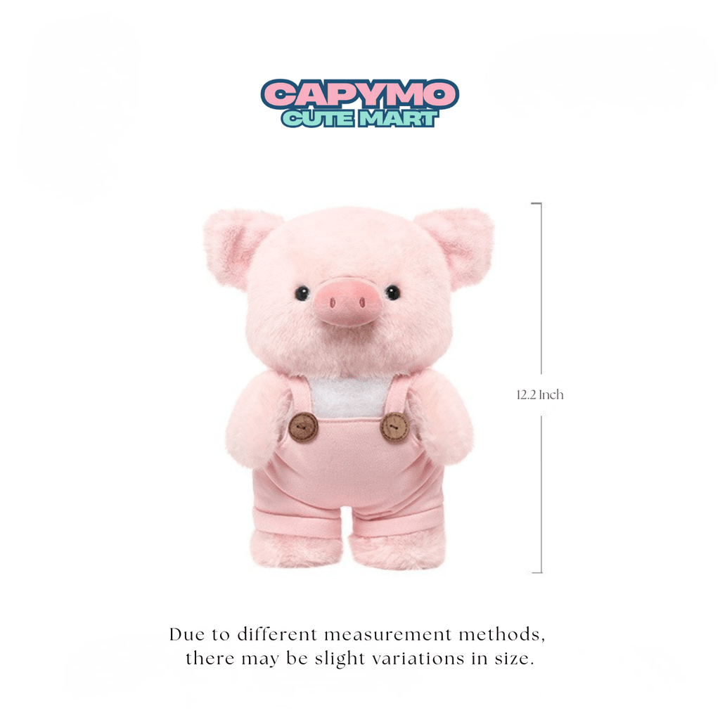Capymo Cute Mart | Kawaii Overall Pig Stuffed Animal | Soft Pink Pig Doll Gift - Capymo Cute Mart operated by Glitify LLC