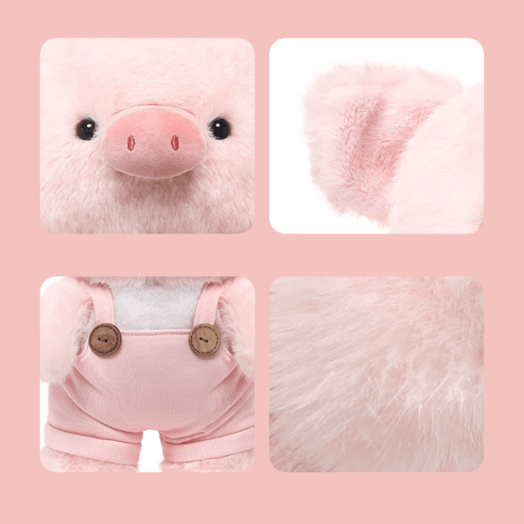 Capymo Cute Mart | Kawaii Overall Pig Stuffed Animal | Soft Pink Pig Doll Gift - Capymo Cute Mart operated by Glitify LLC
