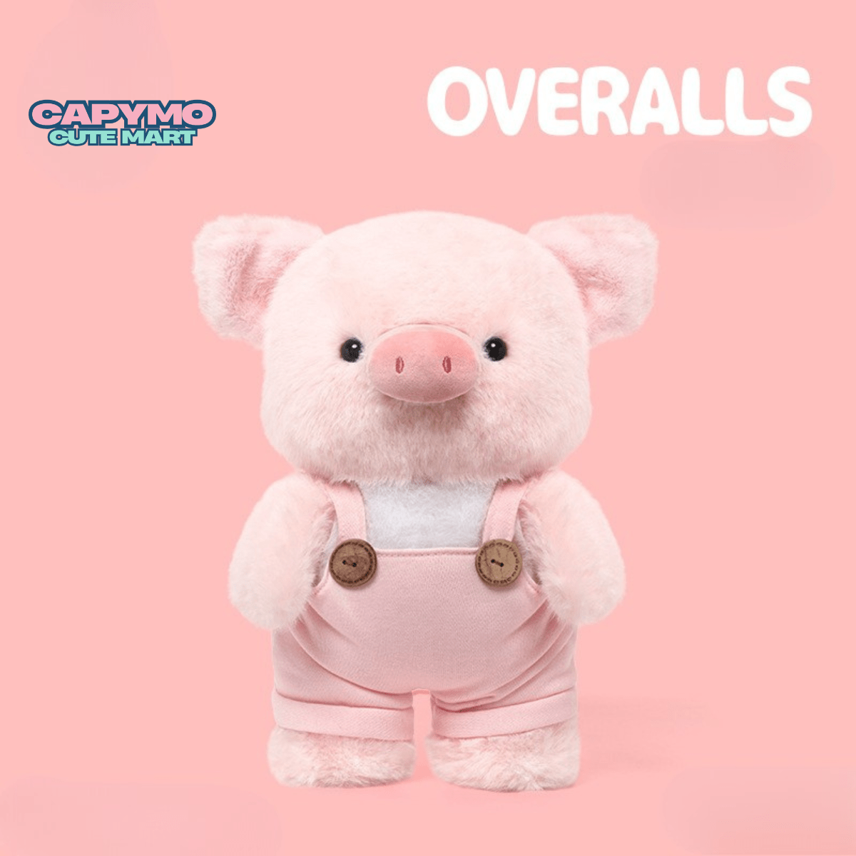 Capymo Cute Mart | Kawaii Overall Pig Stuffed Animal | Soft Pink Pig Doll Gift - Capymo Cute Mart operated by Glitify LLC
