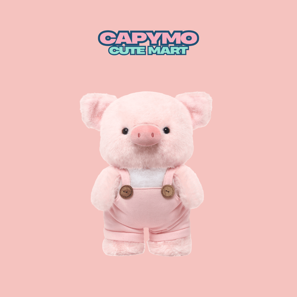 Capymo Cute Mart | Kawaii Overall Pig Stuffed Animal | Soft Pink Pig Doll Gift - Capymo Cute Mart operated by Glitify LLC