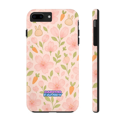 Capymo Family Bunny Blossom Spring Phone Case – Cute Floral iPhone Cover with Carrots & Sakura - Capymo Family