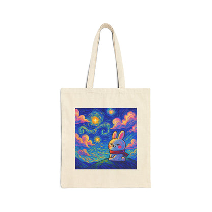 Capymo Family Cute Bunny Art Cotton Canvas Tote Bag, Eco - Friendly Shopping Bag, Gift for Animal Lovers, Spring & Easter Tote, Fun Art Carryall - Capymo Family
