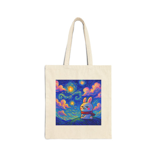 Capymo Family Cute Bunny Art Cotton Canvas Tote Bag, Eco - Friendly Shopping Bag, Gift for Animal Lovers, Spring & Easter Tote, Fun Art Carryall - Capymo Family