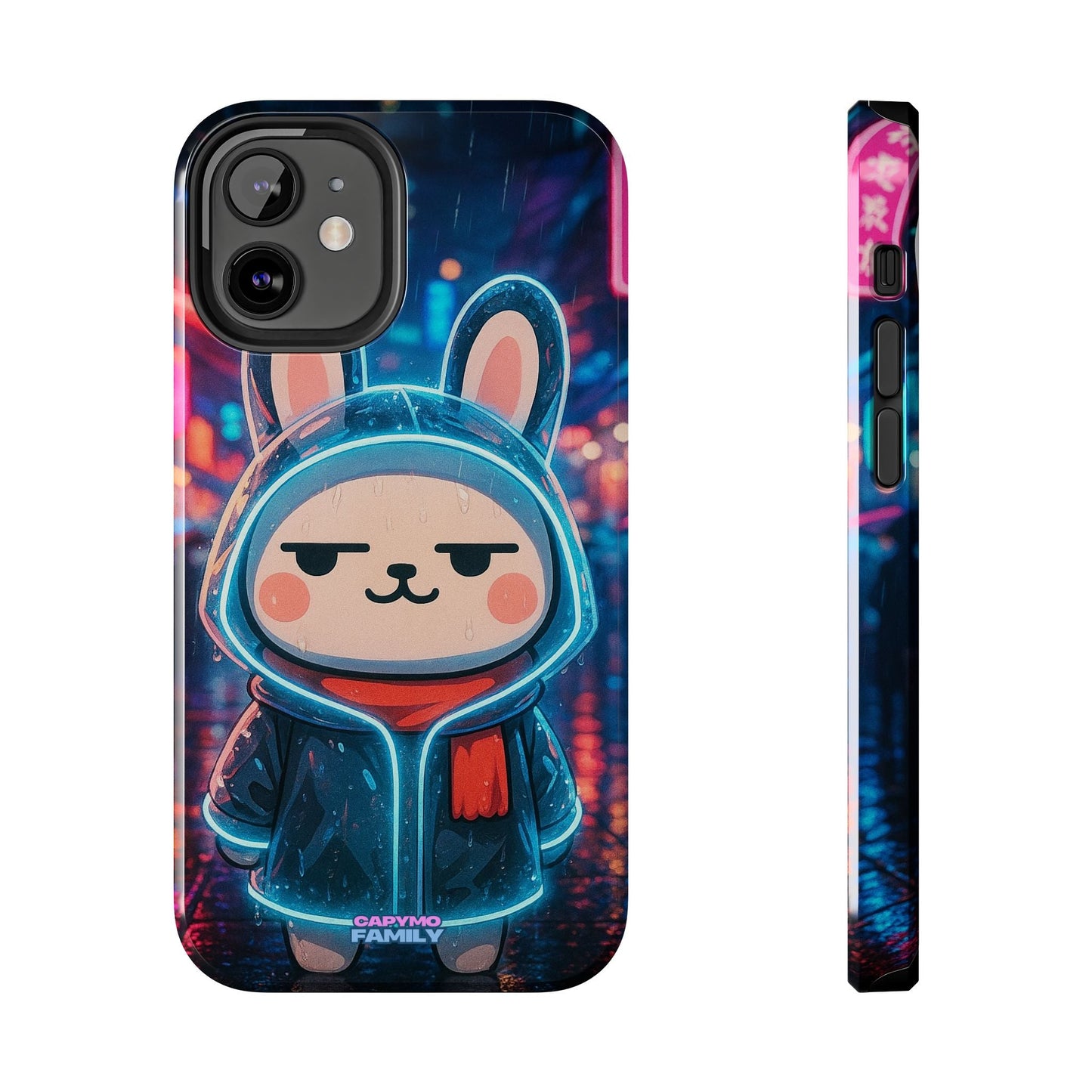 Capymo Family Cute Cartoon Bunny Tough Phone Case –Cyber Raincoat Bunny "Toto" Phone Case - Capymo Family