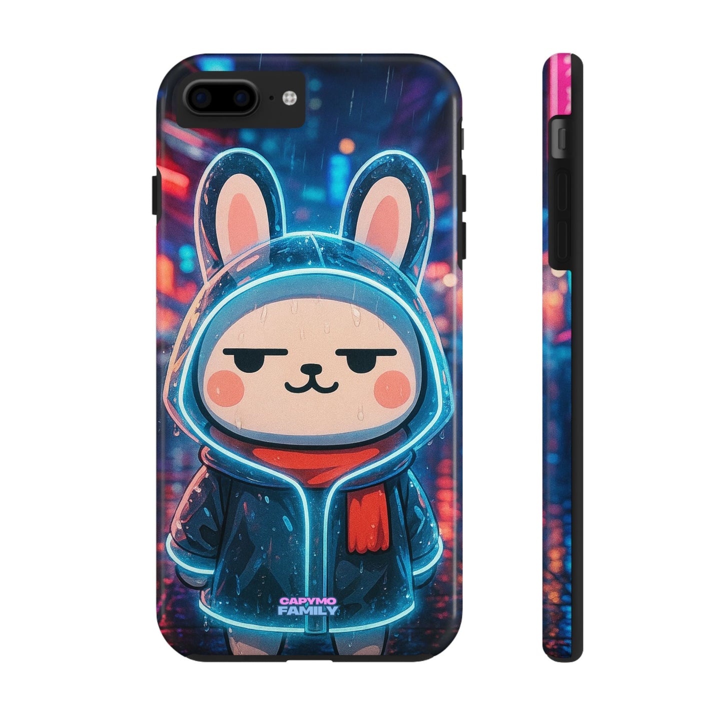 Capymo Family Cute Cartoon Bunny Tough Phone Case –Cyber Raincoat Bunny "Toto" Phone Case - Capymo Family