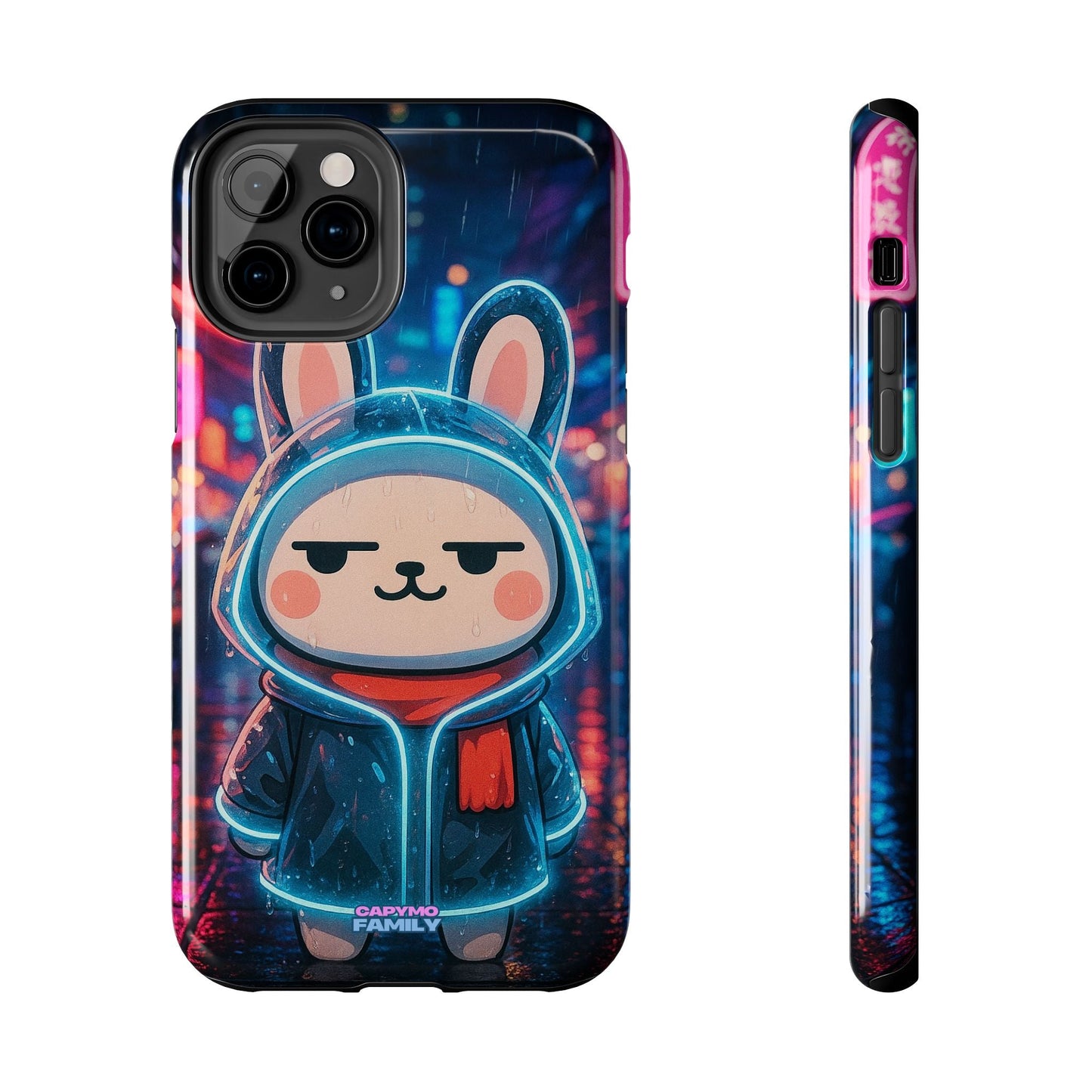 Capymo Family Cute Cartoon Bunny Tough Phone Case –Cyber Raincoat Bunny "Toto" Phone Case - Capymo Family