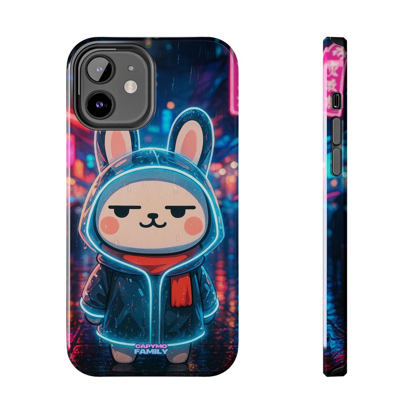 Capymo Family Cute Cartoon Bunny Tough Phone Case –Cyber Raincoat Bunny "Toto" Phone Case - Capymo Family