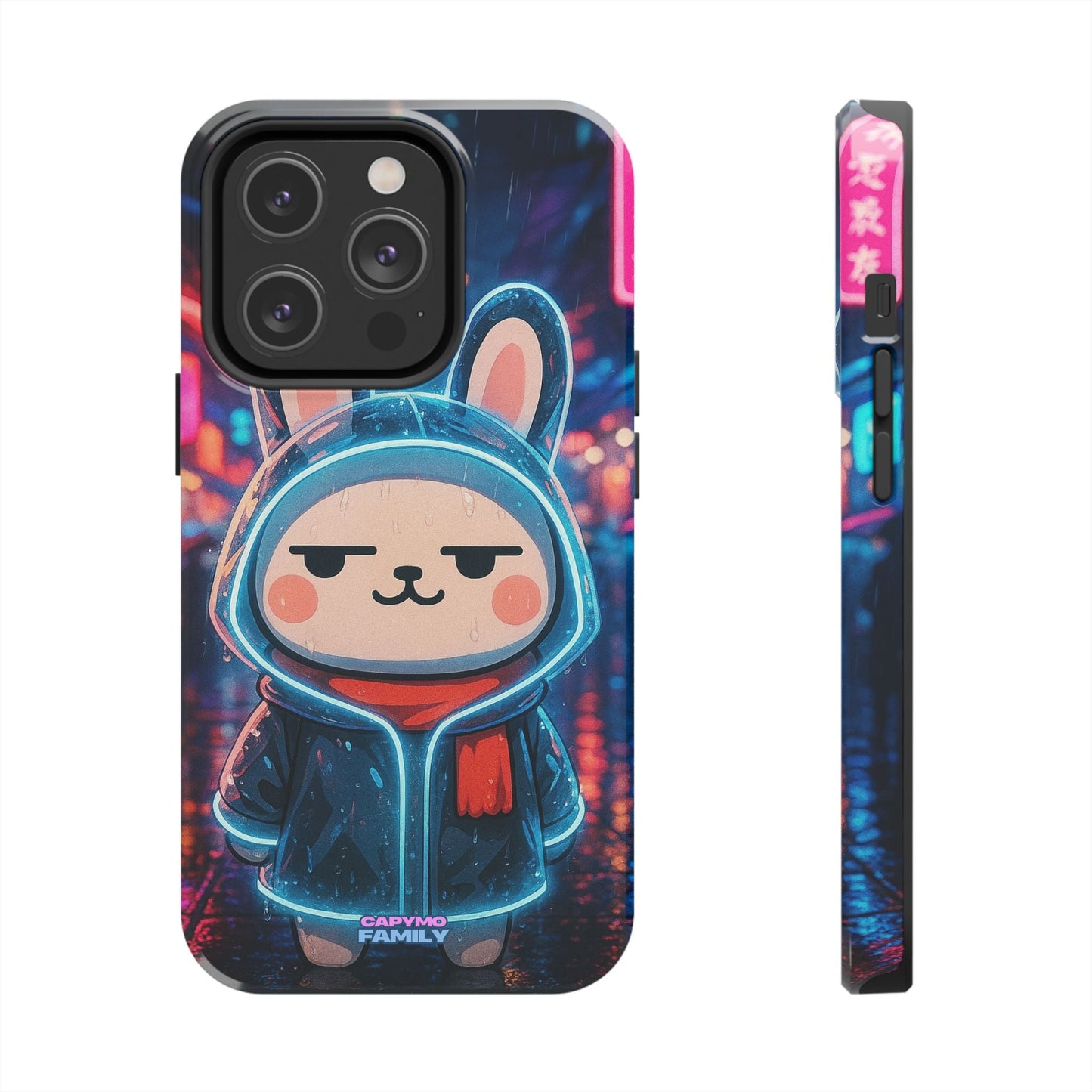 Capymo Family Cute Cartoon Bunny Tough Phone Case –Cyber Raincoat Bunny "Toto" Phone Case - Capymo Family