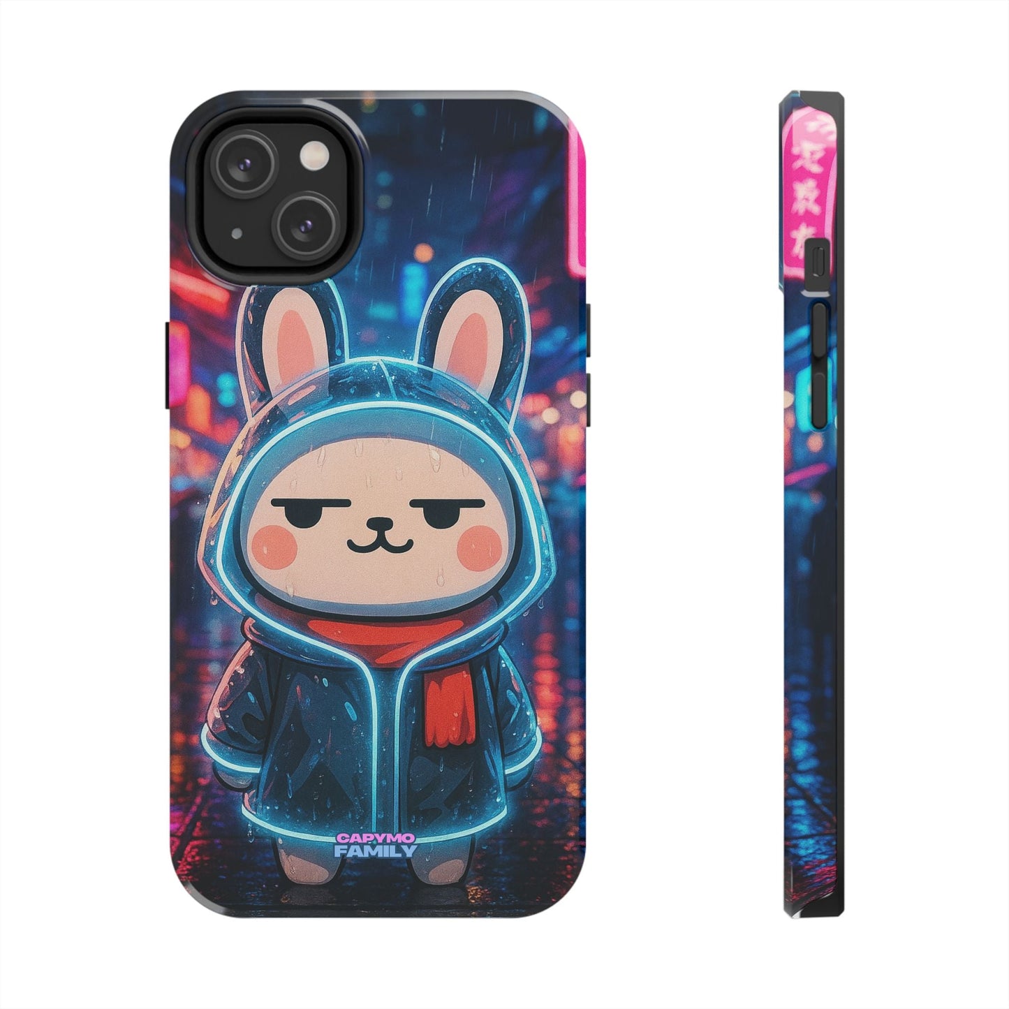 Capymo Family Cute Cartoon Bunny Tough Phone Case –Cyber Raincoat Bunny "Toto" Phone Case - Capymo Family