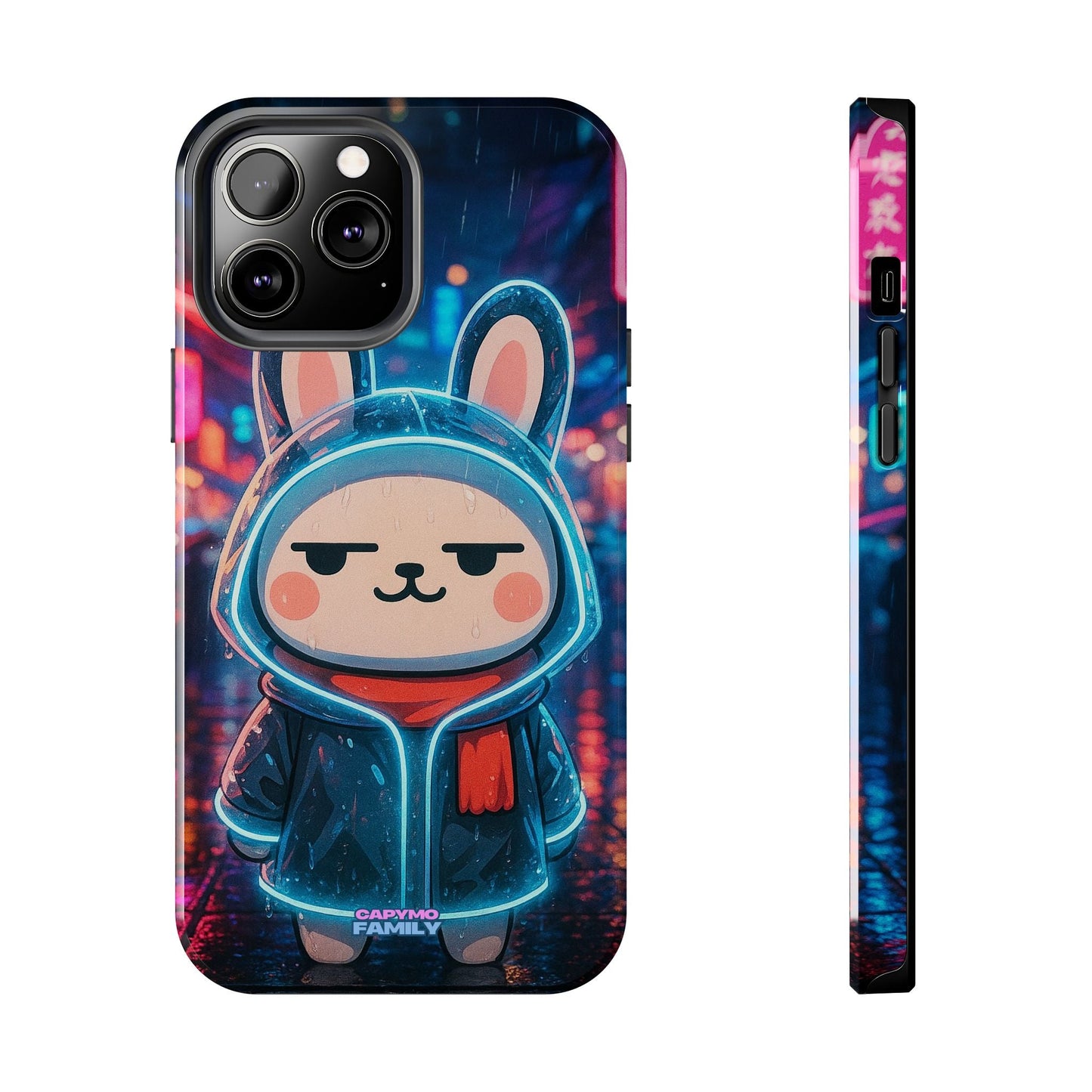 Capymo Family Cute Cartoon Bunny Tough Phone Case –Cyber Raincoat Bunny "Toto" Phone Case - Capymo Family