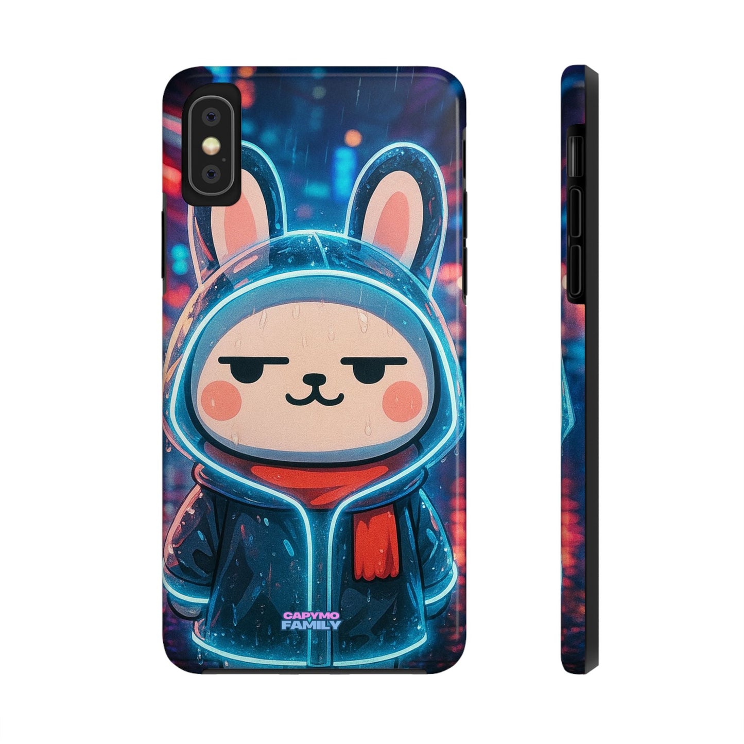 Capymo Family Cute Cartoon Bunny Tough Phone Case –Cyber Raincoat Bunny "Toto" Phone Case - Capymo Family