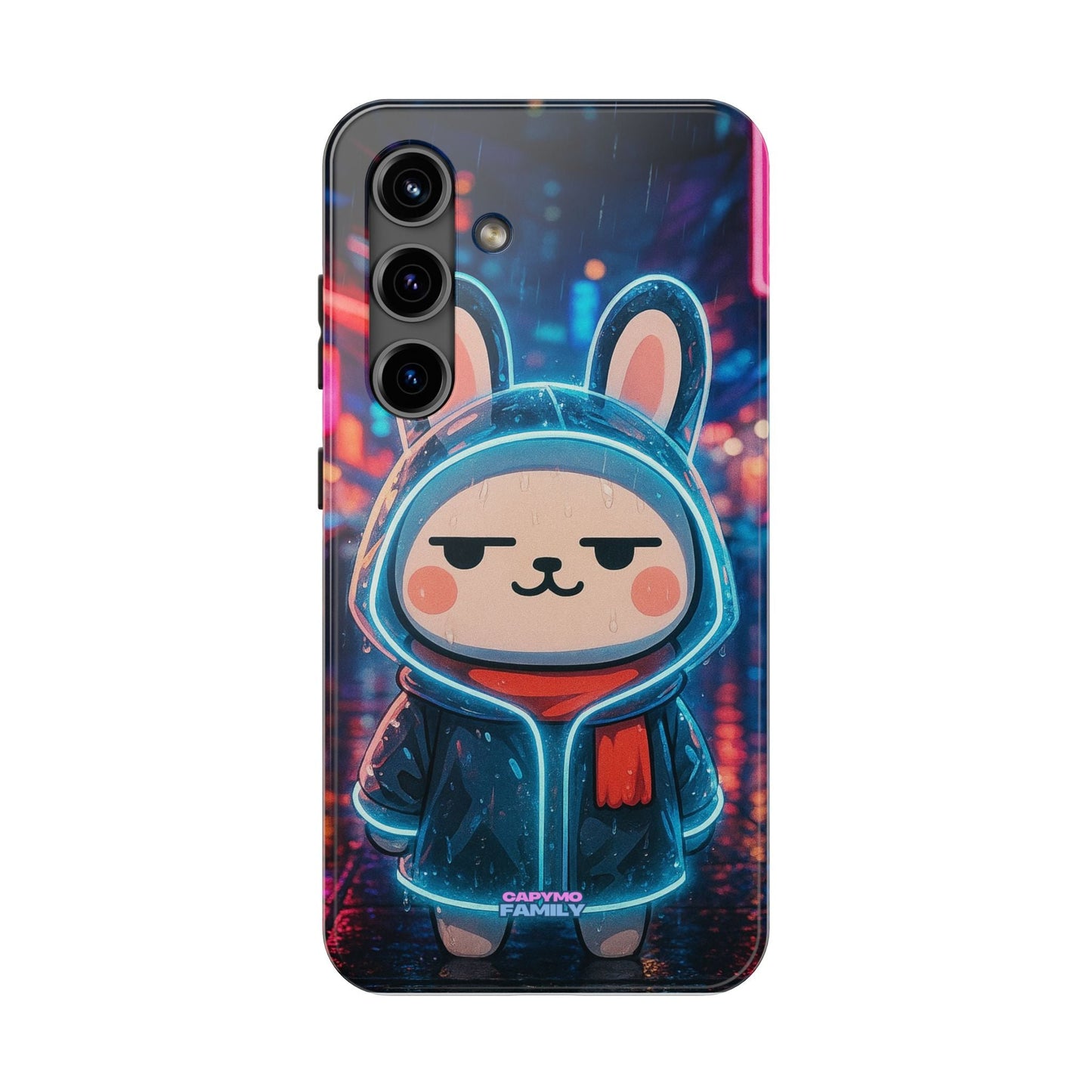 Capymo Family Cute Cartoon Bunny Tough Phone Case –Cyber Raincoat Bunny "Toto" Phone Case - Capymo Family