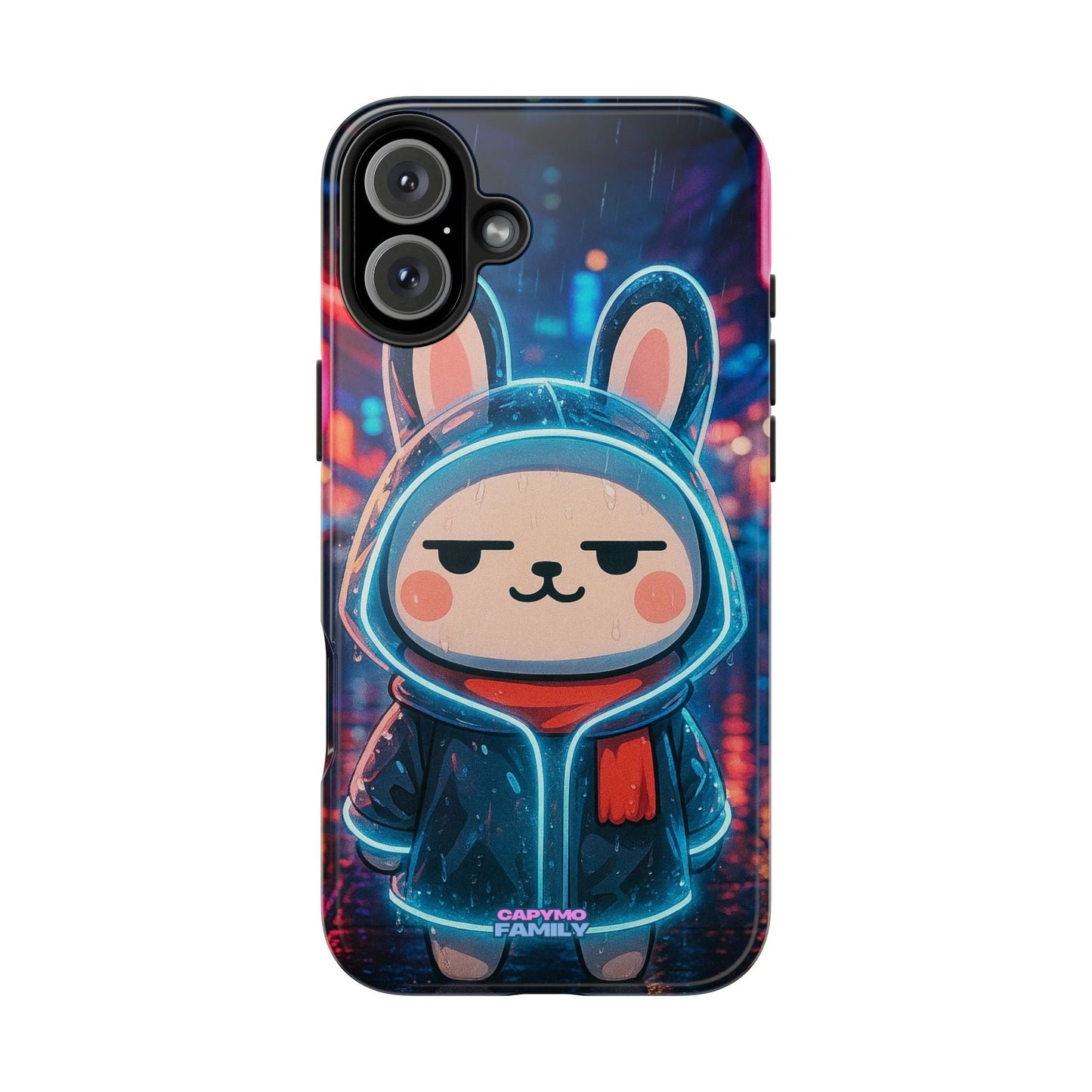 Capymo Family Cute Cartoon Bunny Tough Phone Case –Cyber Raincoat Bunny "Toto" Phone Case - Capymo Family