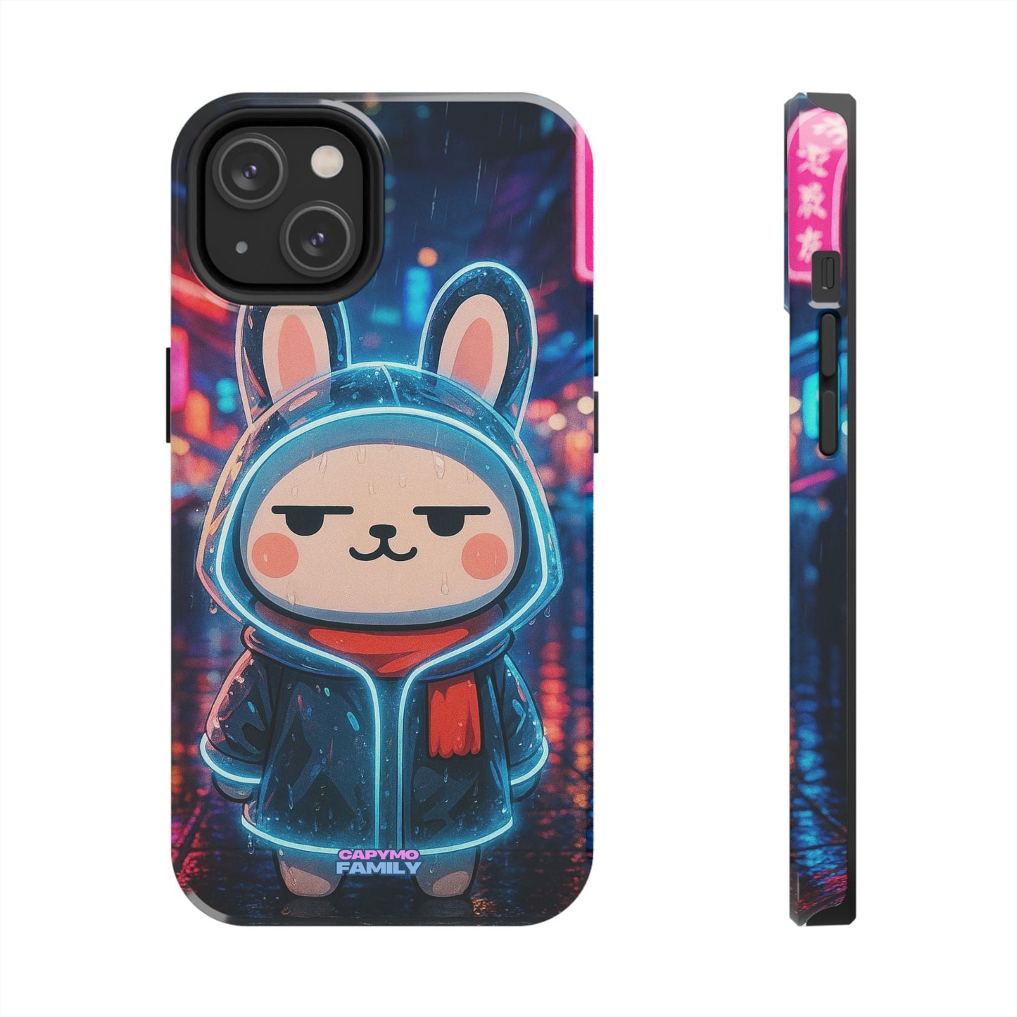 Capymo Family Cute Cartoon Bunny Tough Phone Case –Cyber Raincoat Bunny "Toto" Phone Case - Capymo Family