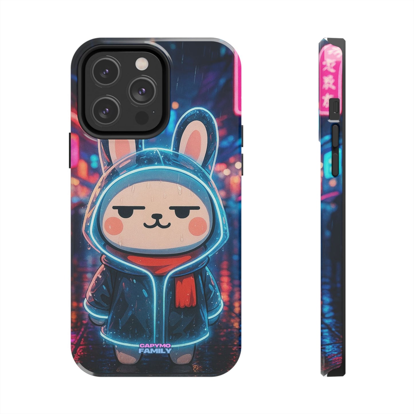 Capymo Family Cute Cartoon Bunny Tough Phone Case –Cyber Raincoat Bunny "Toto" Phone Case - Capymo Family