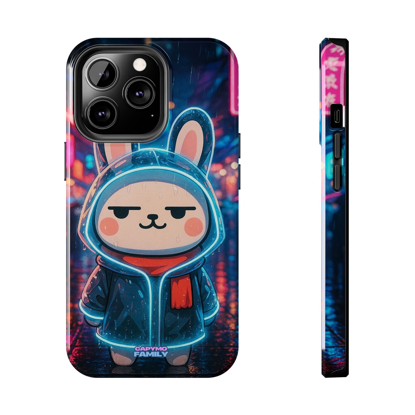 Capymo Family Cute Cartoon Bunny Tough Phone Case –Cyber Raincoat Bunny "Toto" Phone Case - Capymo Family
