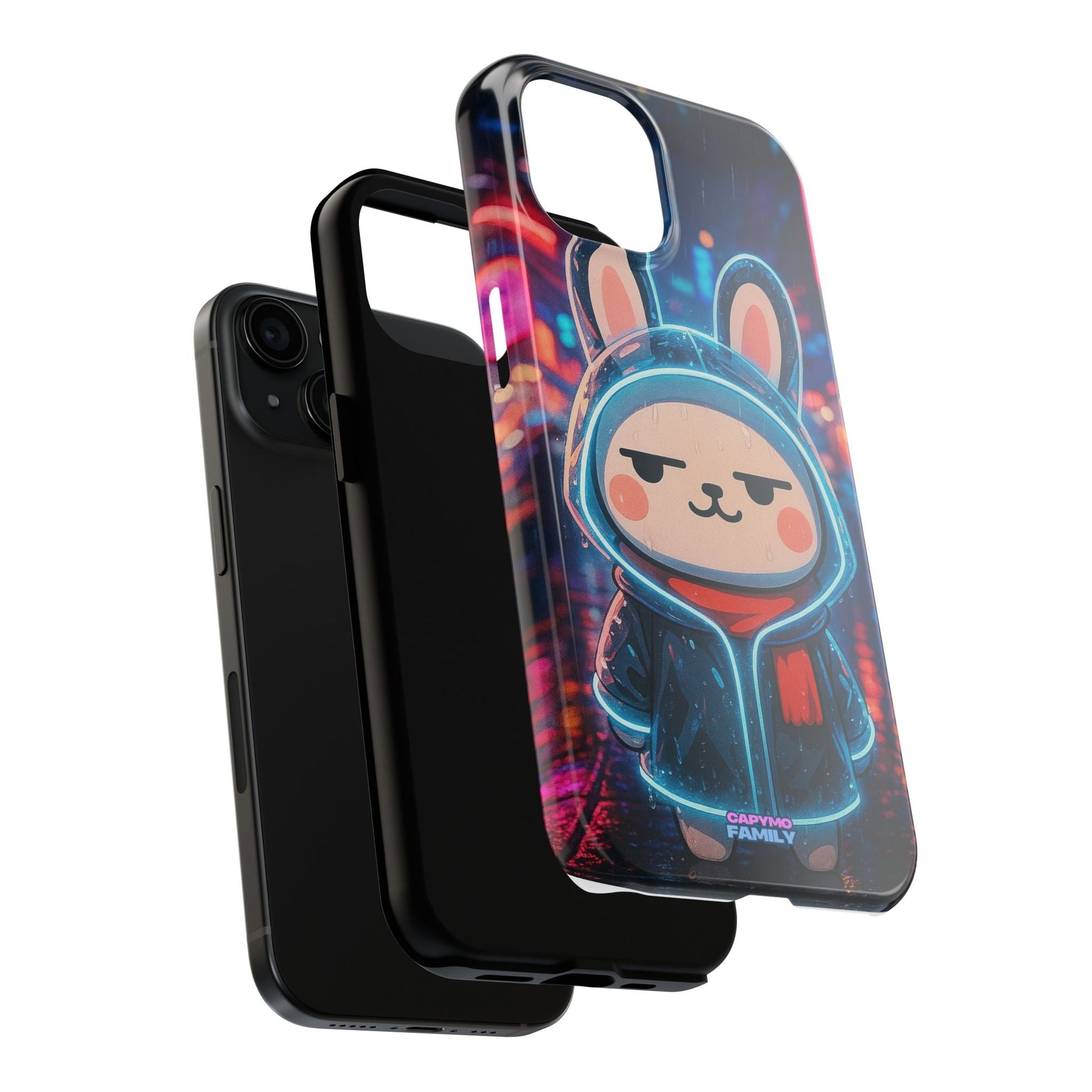 Capymo Family Cute Cartoon Bunny Tough Phone Case –Cyber Raincoat Bunny "Toto" Phone Case - Capymo Family