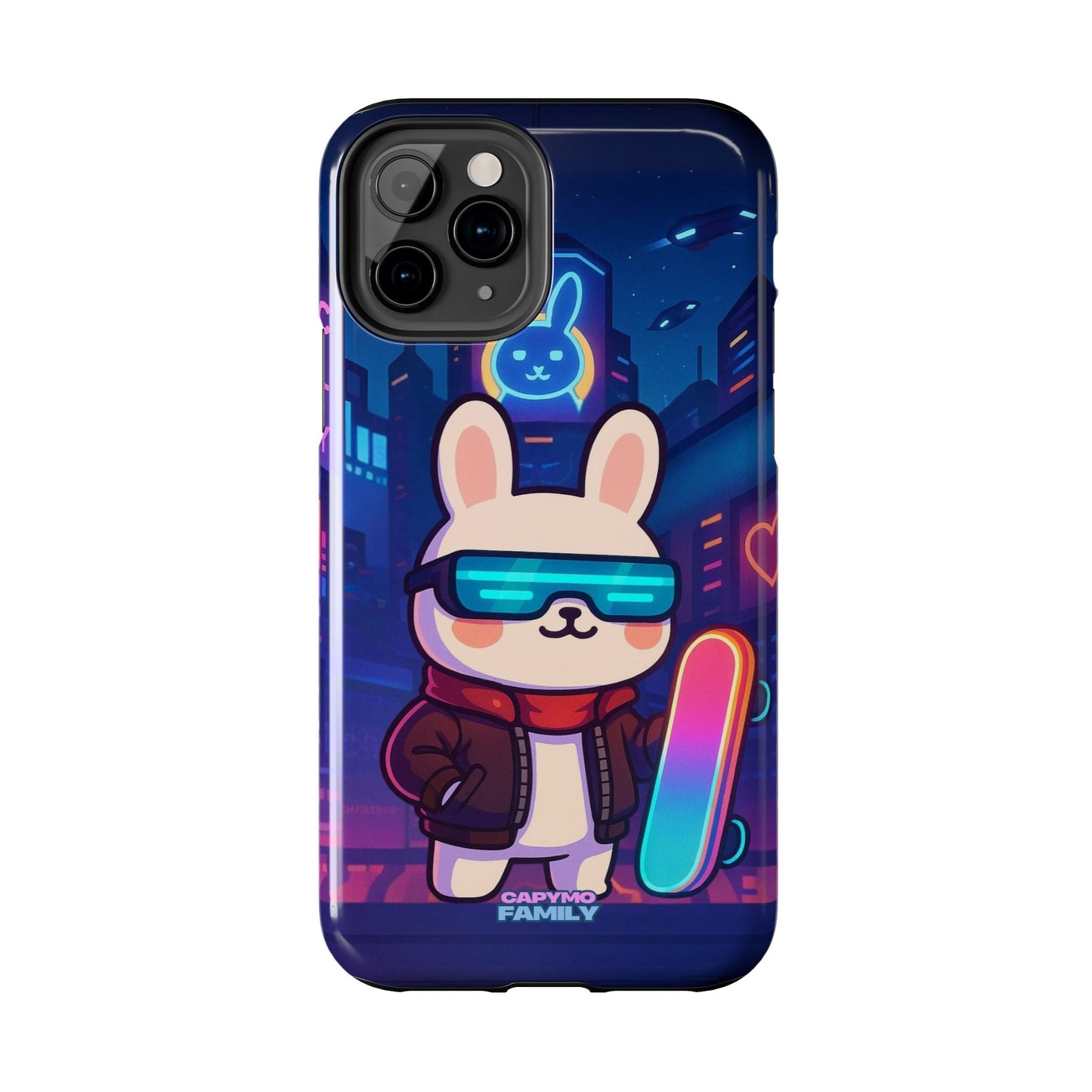 Capymo Family Cute Cartoon Bunny Tough Phone Case –Cyberpunk Bunny "Toto" Phone Case - Capymo Family