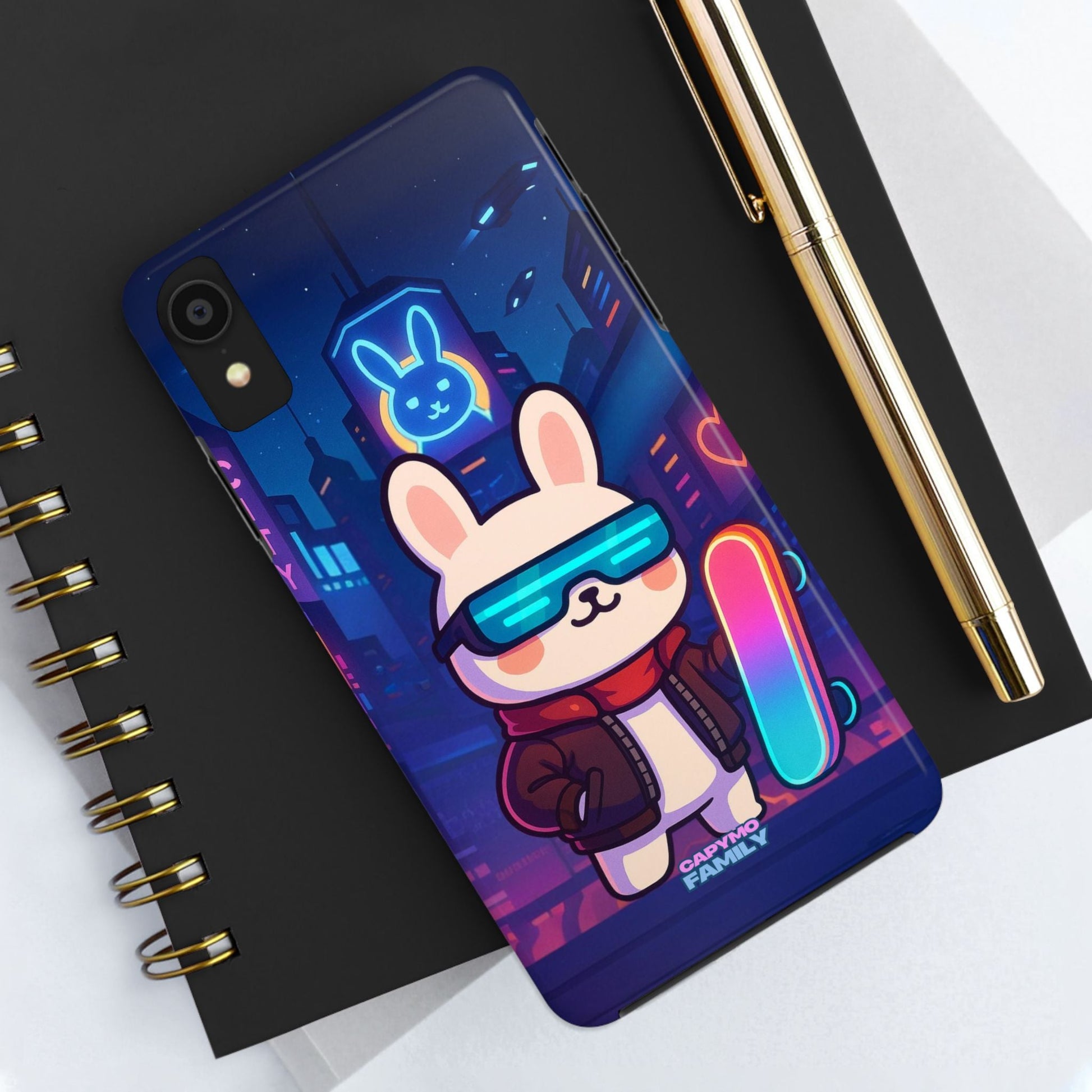 Capymo Family Cute Cartoon Bunny Tough Phone Case –Cyberpunk Bunny "Toto" Phone Case - Capymo Family
