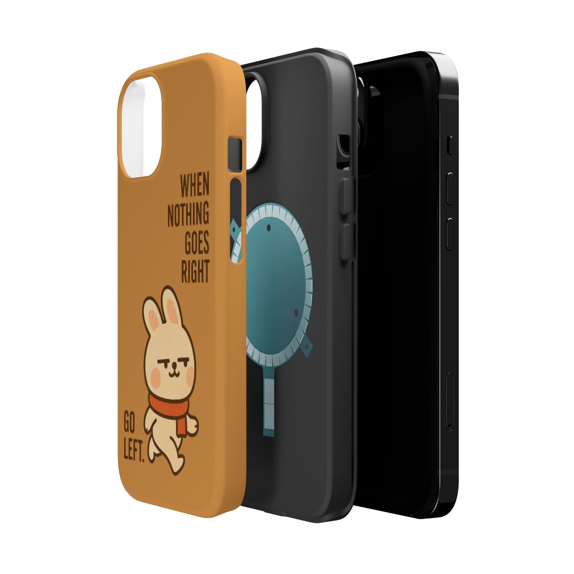 Capymo Family Cute Cartoon Bunny Tough Phone Case –Go Left Bunny "Toto" Phone Case - Capymo Family