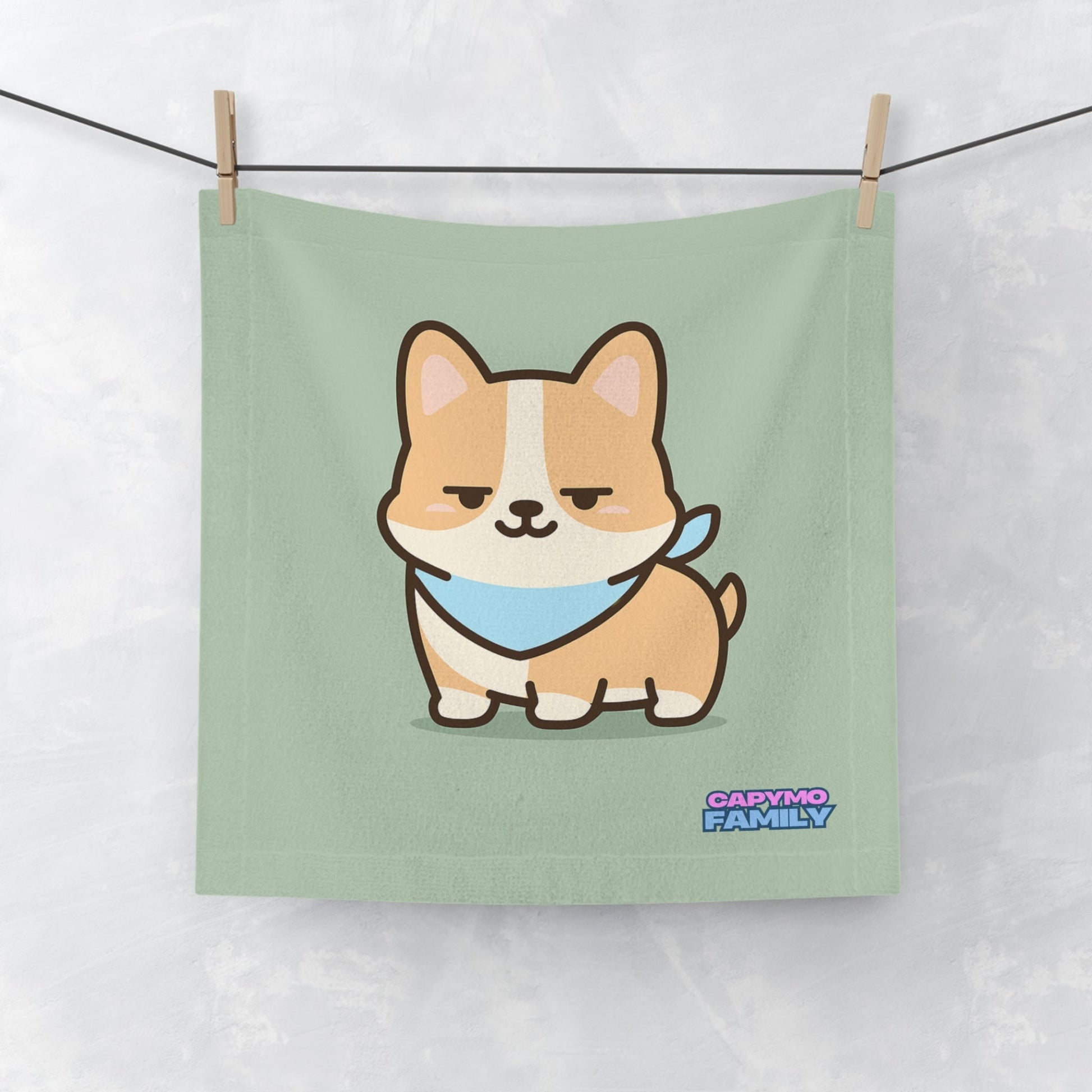 Capymo Family Cute Corgi Face Towel | Adorable Pet Gift, Bathroom Decor, Dog Lover's Gift, Kids Towel, Gift for Animal Lovers - Capymo Family