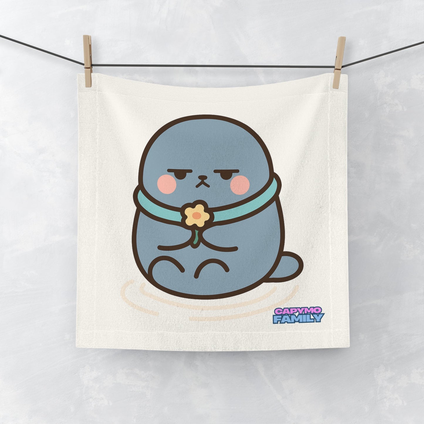 Capymo Family Cute Seal Face Towel, Kawaii Towel, Gift for Friends, Bathroom Decor, Beach Towel, Animal Face Towel - Capymo Family