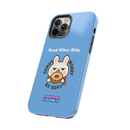 Capymo Family “Donut Worry, Be Soft” Phone Case – Cute Bunny & Donut Positive Vibes Cover - Capymo Family