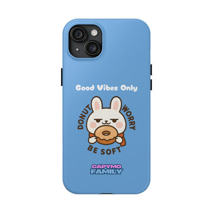 Capymo Family “Donut Worry, Be Soft” Phone Case – Cute Bunny & Donut Positive Vibes Cover - Capymo Family