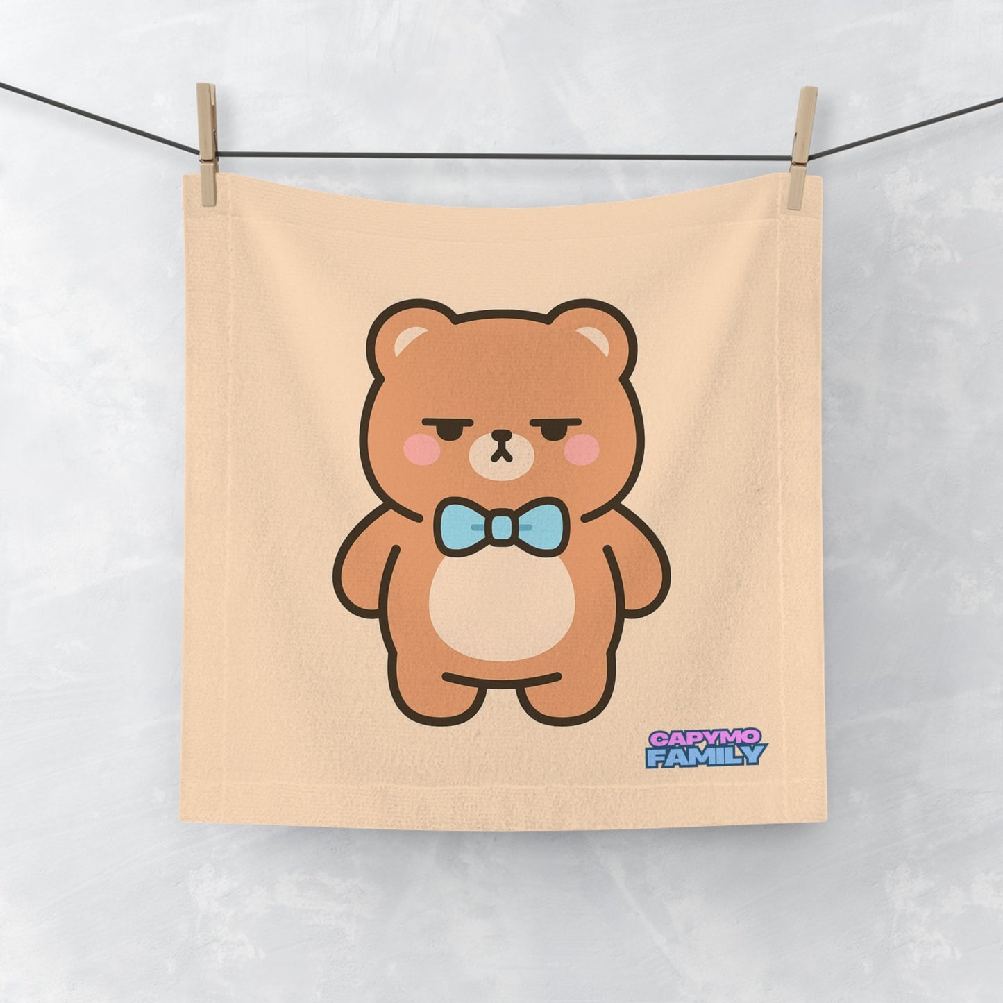 Capymo Family Face Towel, Cute Design, Hand Towel, Bathroom Decor, Cute Animals, Kids Bath Towel, Family Bath Time, Gift for Animal Lovers - Capymo Family
