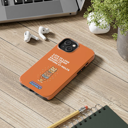 Capymo Family Ice Cream Cat Quote Phone Case – Cute Orange iPhone Cover with Motivational Saying - Capymo Family