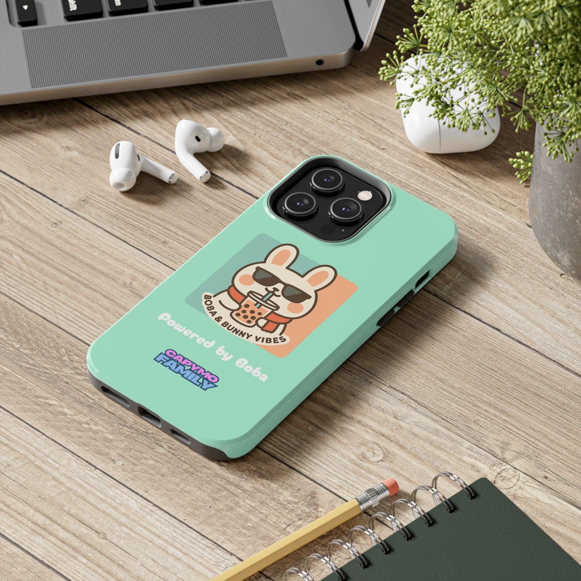 Capymo Family Kawaii Boba Bunny Phone Case – “Boba & Bunny Vibes” Powered by Boba Cute Cover - Capymo Family