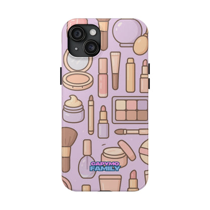 Capymo Family Kawaii Makeup Phone Case – Cute Girly iPhone Cover with Cosmetic Beauty Pattern - Capymo Family