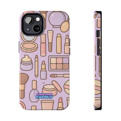 Capymo Family Kawaii Makeup Phone Case – Cute Girly iPhone Cover with Cosmetic Beauty Pattern - Capymo Family