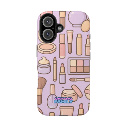 Capymo Family Kawaii Makeup Phone Case – Cute Girly iPhone Cover with Cosmetic Beauty Pattern - Capymo Family