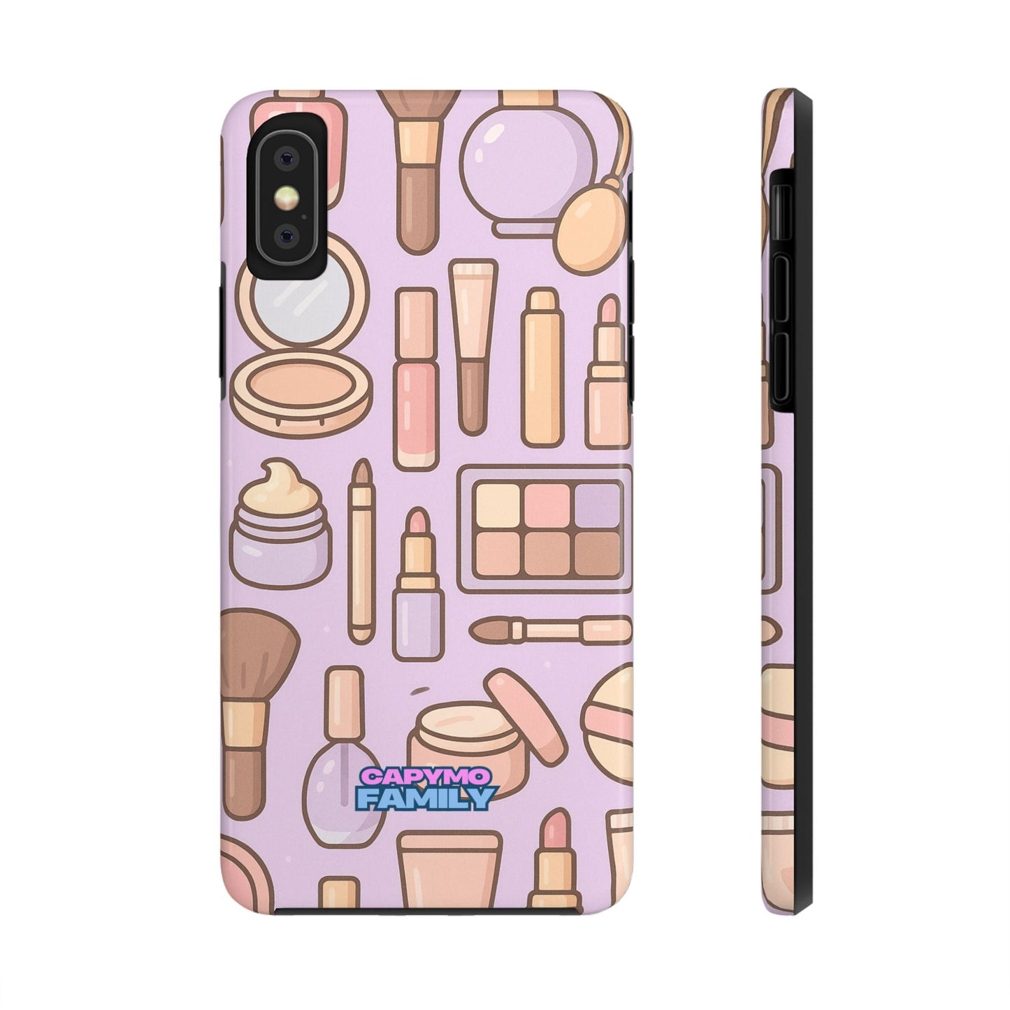 Capymo Family Kawaii Makeup Phone Case – Cute Girly iPhone Cover with Cosmetic Beauty Pattern - Capymo Family