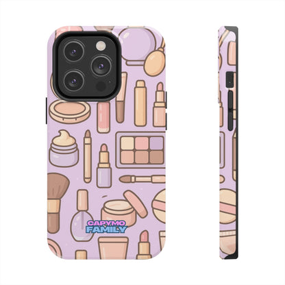Capymo Family Kawaii Makeup Phone Case – Cute Girly iPhone Cover with Cosmetic Beauty Pattern - Capymo Family